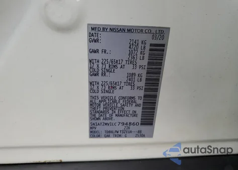 2020 Nissan Rogue S из США, поврежденный, VIN 5N1AT2MV1LC794860